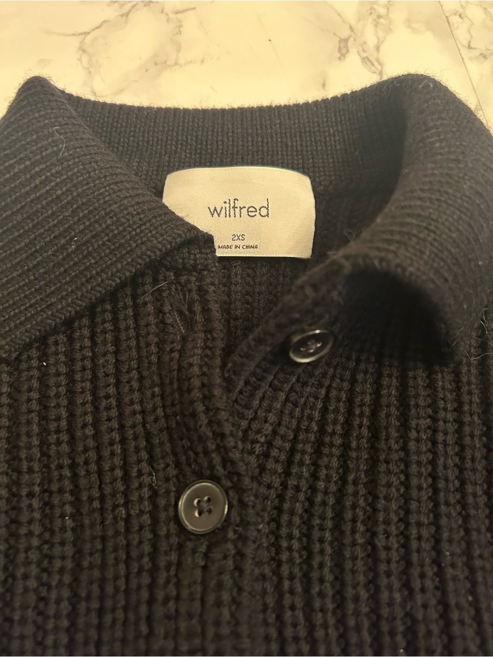 Wilfred Dark Navy Ribbed Button-Front Cardigan - Picture 2 of 3